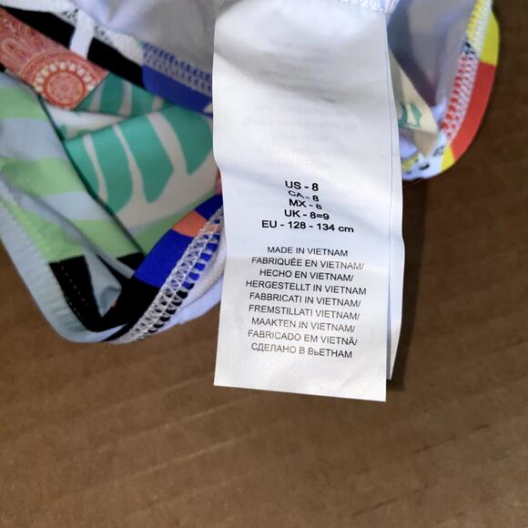 Hobie Girls Swimsuit Top Size 8 Colorful Cropped Criss Cross Back NWT * - Picture 6 of 7